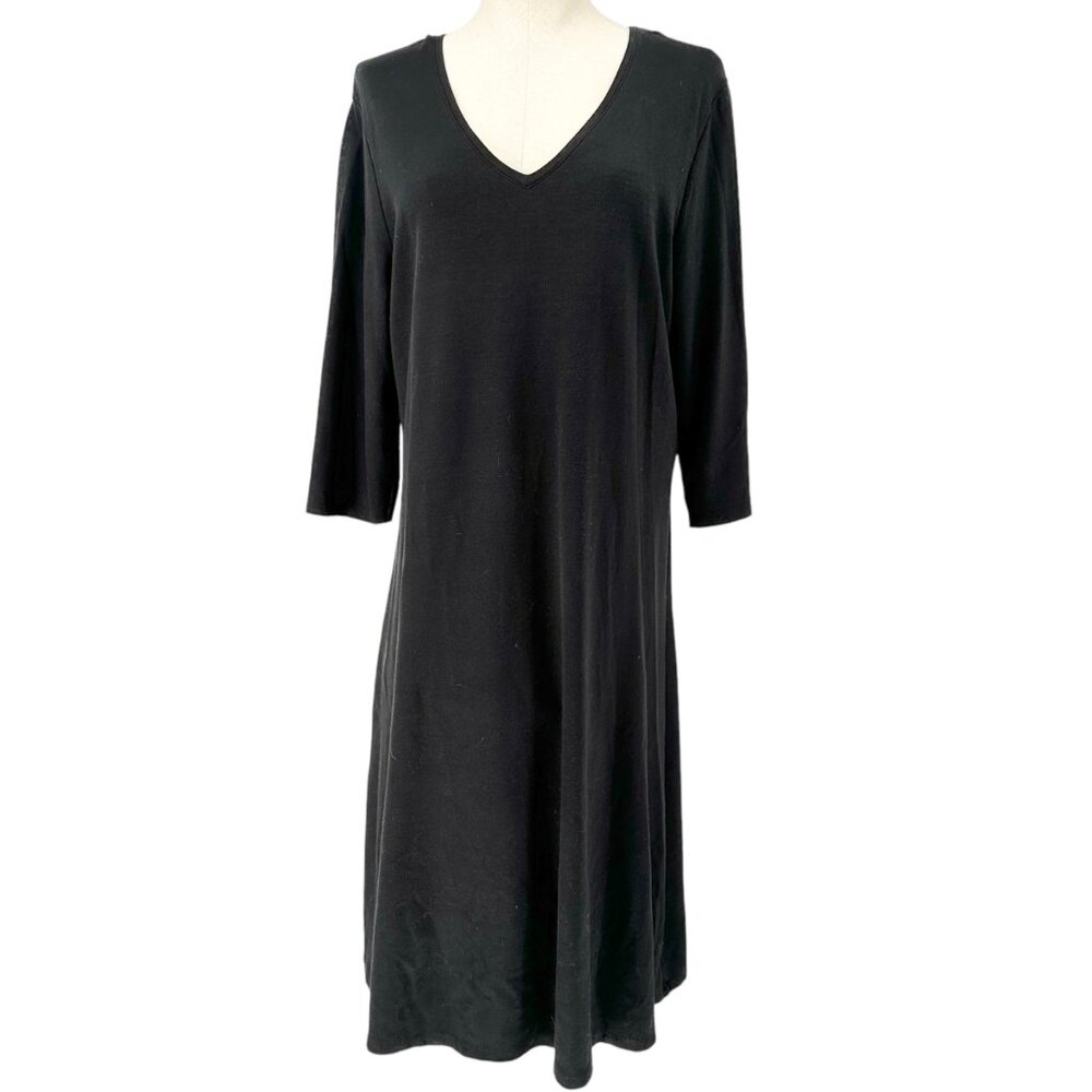 Modern Soul Dress Womens Large Black V-Neck 3/4 Sleeves Comfortable